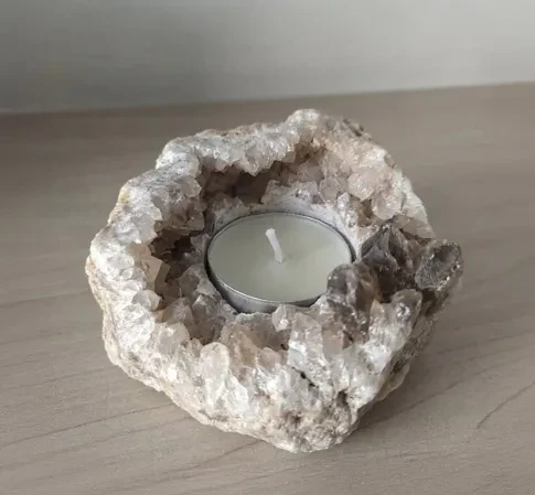 Porta-velas em cristal de rocha